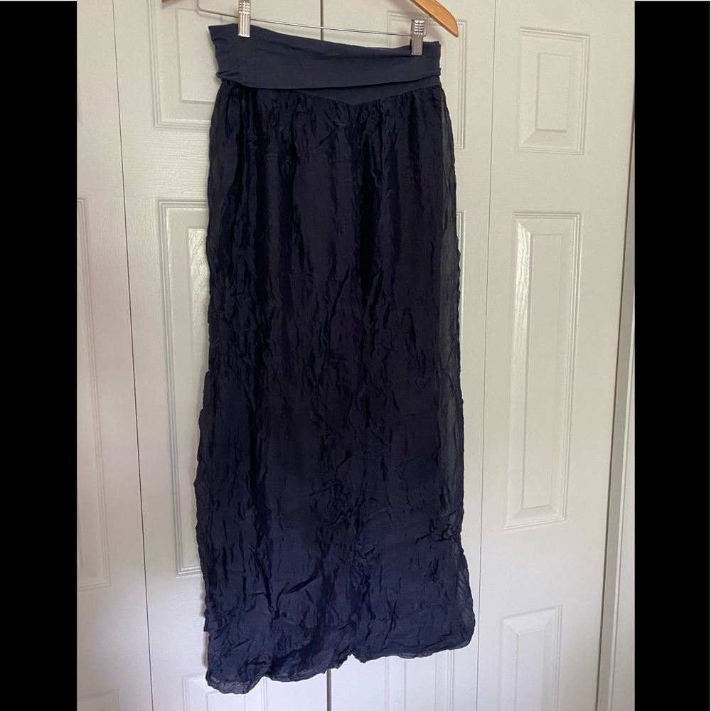 Navy silky flowy wide leg pants